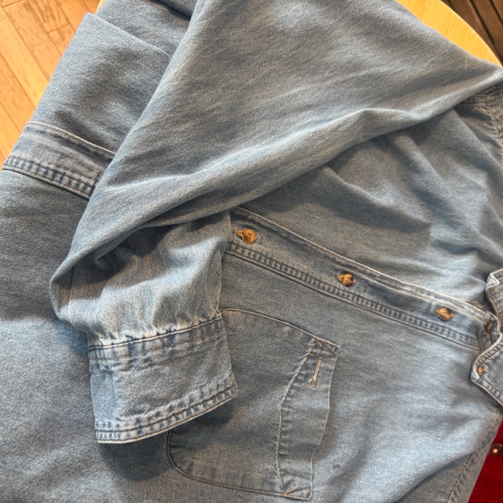 Streetwear Hand-Painted Vintage Denim Shirt sz L upcycled original - Picture 5 of 7